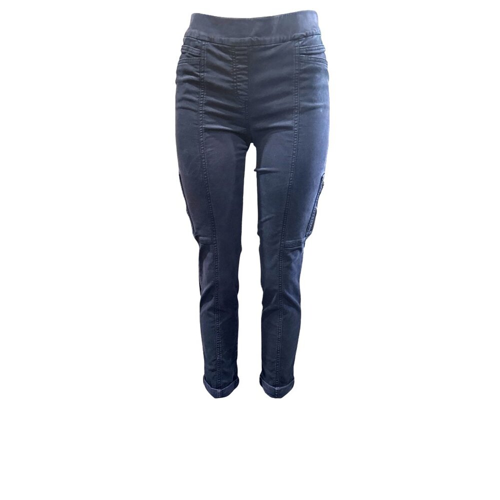 Chicos So Slimming Womens Cargo Jeans With Zip Details Slim Fit Dark Wash Size 0